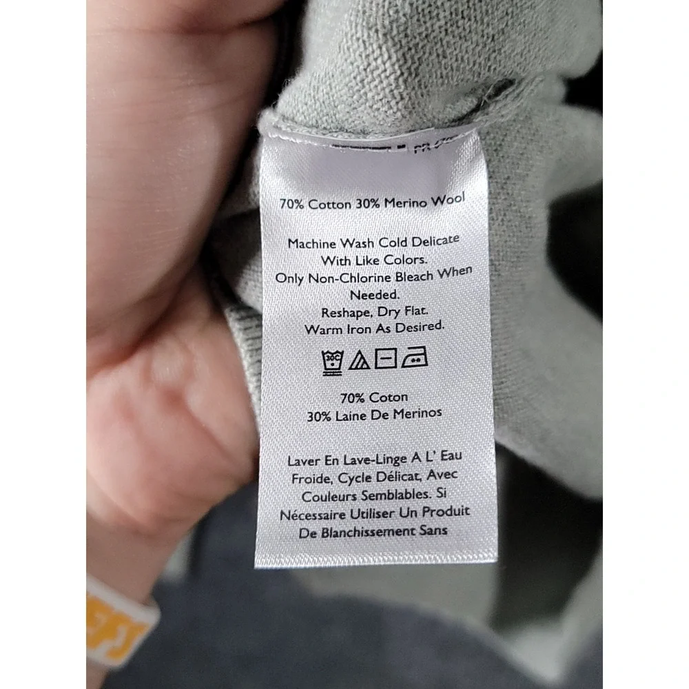 Eddie Bauer 1/4 Zip Pullover Sweater Mens Small Gray Merino Wool Blend NWT $70